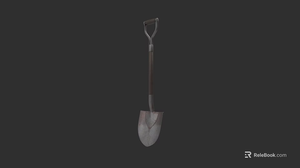 Hardware Tools Sturdy Metal Shovel With Wooden Handle For Outdoor Gardening Work 3d model 