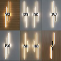Modern Wall Lamps With Sleek Lines And Various Designs On Wooden Gray Walls