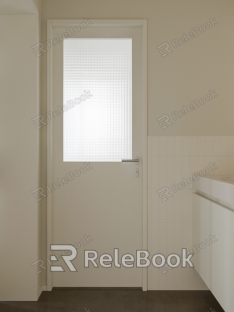 Modern white bathroom door frosted glass door model