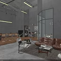 Spacious Industrial Style Office With Comfortable Lounge Area And Open Functional Working Spaces