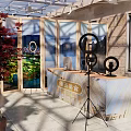 Steel Frame Glass Building With Transparent Curtain Walls And Interior Tables Chairs