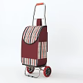 Public Facility Red Striped Shopping Cart With Metal Frame And Red Wheels