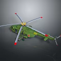 Green Helicopter With Number 123 Red Star Silver Rotors And Red Tips