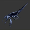 Detailed Blue Mechanical Sci Fi Creature With Winged Body And Multiple Legs 3d model