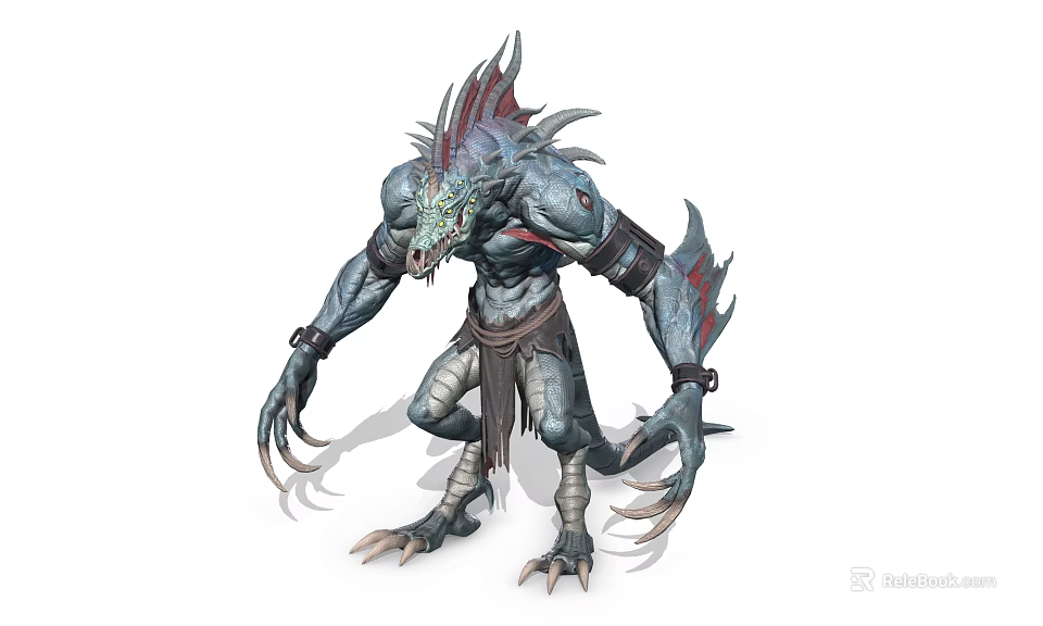 Reptilian Creature With Scaly Skin Sharp Claws And Muscular Standing Posture 3d model 