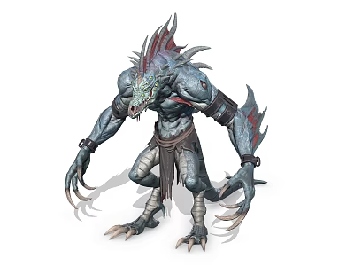 Reptilian Creature With Scaly Skin Sharp Claws And Muscular Standing Posture 3d model