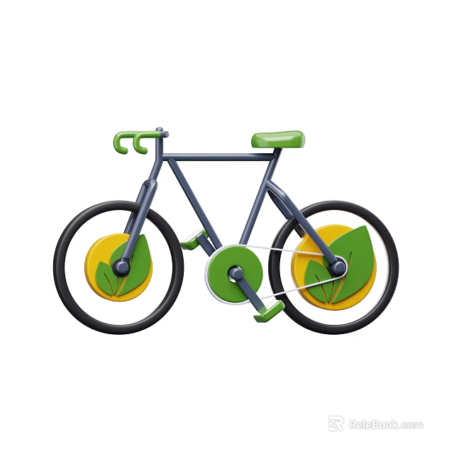 Eco Friendly Bicycle Design With Green Handles Seat And Leaf Patterned Wheels 3d model 