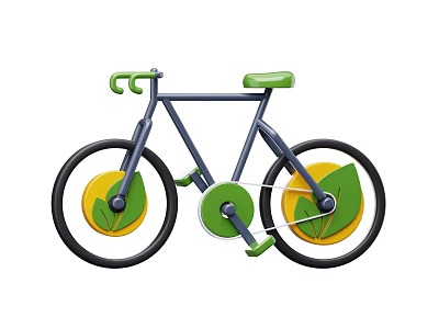 Eco Friendly Bicycle Design With Green Handles Seat And Leaf Patterned Wheels 3d model