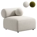 Modern Light Tone Fabric Single Sofa with Round Armrest and Accent Pillows 3d model