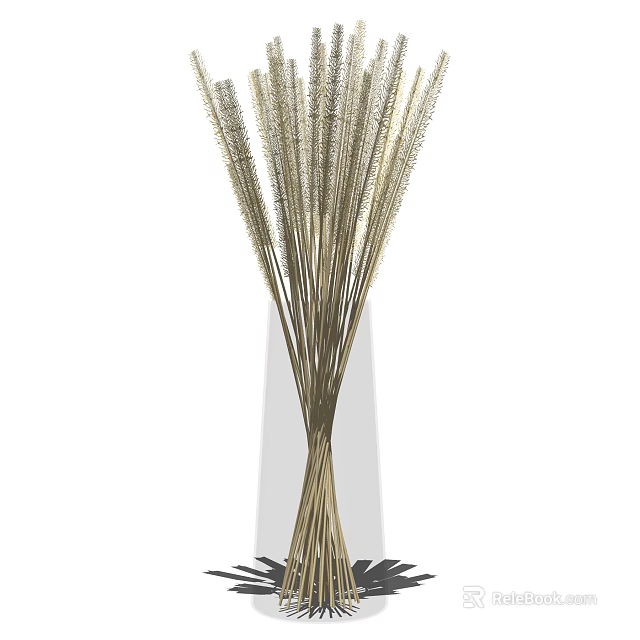 Tall Dried Pampas Grass Arrangement In Modern White Vase Decor 3d model 