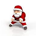 Cartoon Santa Claus Wearing Red Outfit Red Hat With White Beard Squatting Holding White Object