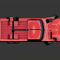 Red Vintage Pickup Truck With Single Cab Shiny Body And Large Tires