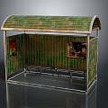 Bus Stop Structure With Curved Roof Vertical Slats Posters And Bench