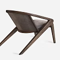 Elegant Modern Single Chair With Curved Wooden Armrests And Leather Seat