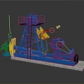 Heavy Duty Industrial Machinery Featuring Blue Frame Yellow Components Wheels And Platform Base