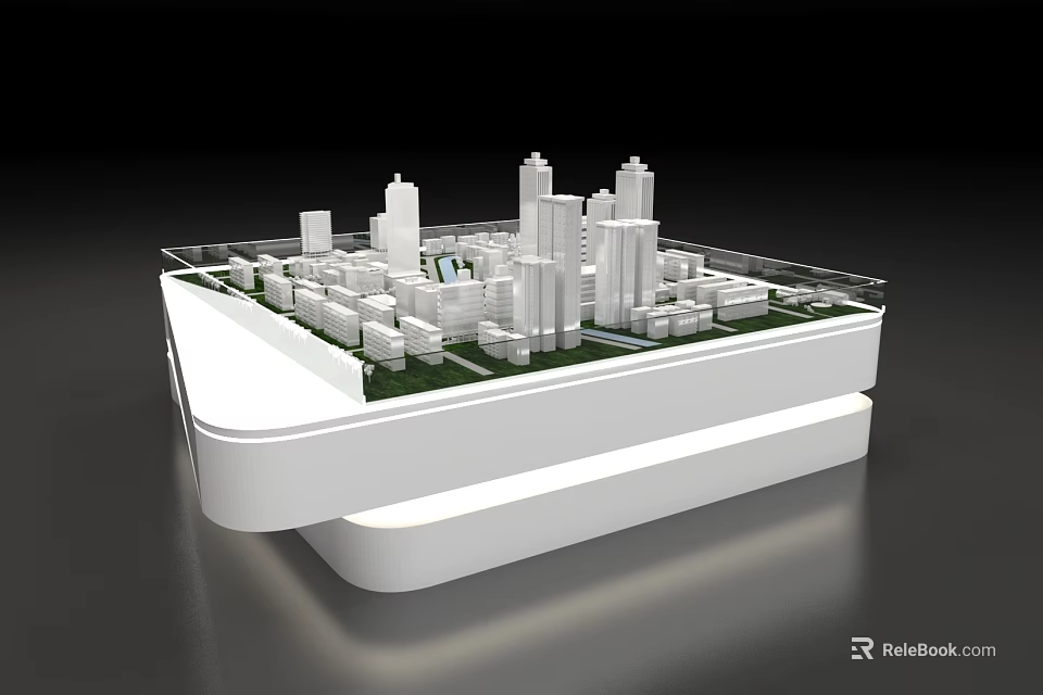 Detailed Urban Architectural Model Featuring Skyscrapers Green Spaces And Water Elements 3d model 