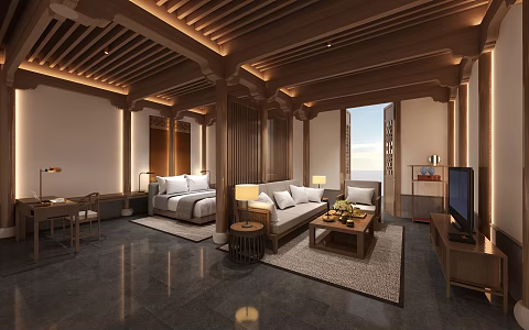 New Chinese Guest Room 3d model