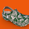 Green And Silver Patterned Clogs With Stylish Decorative Details For Everyday Wear 3d model