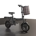 Black Foldable Electric Utility Vehicle with Front Plaid Pattern Basket and Compact Practical Design