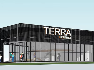 Modern Terra Residence Sales Office Building with Glass Facade and Visitor Entrance 3d model