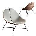 Modern Leisure Chair With Light Leather Dark Wood And Metal Legs Design