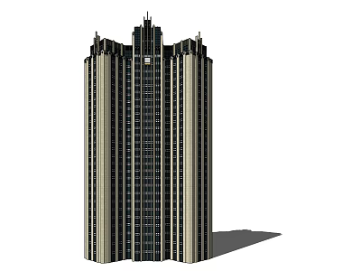 Tall Modern Office Building With Vertical Architecture And Window Facade Design 3d model