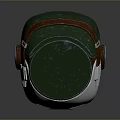 Futuristic Mechanical Weapon With White Body Green Top Red Eyes And Metallic Wheels