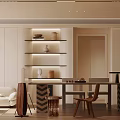 Modern Living Dining Room Interior With Sofa Dining Table Chairs And Decorative Shelves 3d model