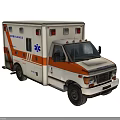 White and Orange Functional Ambulance Vehicle with Blue Medical Star and Emergency Equipment