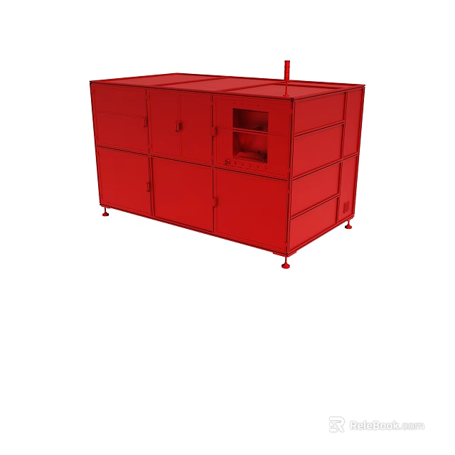 Red Storage Cabinet With Multiple Doors Drawers And Mobile Wheels Design 3d model 