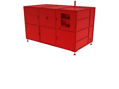 Red Storage Cabinet With Multiple Doors Drawers And Mobile Wheels Design 3d model