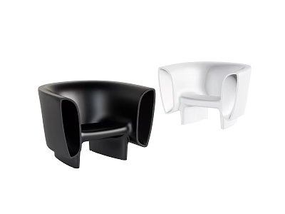 Black And White Modern Leisure Chairs With Sleek Minimalist Contemporary Design 3d model