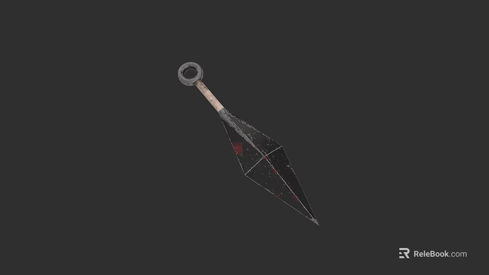 Rustic Bloodstained Weapon Dagger Featuring Wooden Handle And Sharp Metal Blade 3d model 