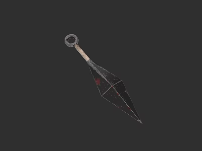 Rustic Bloodstained Weapon Dagger Featuring Wooden Handle And Sharp Metal Blade 3d model
