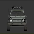 Rusty Off Road Vehicle With Roof Rack Spare Tire And Metal Grille Windows