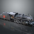 Detailed Black Steam Train Model With Red Logo On Display Base