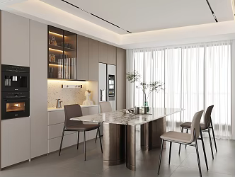 Modern Home Restaurant Dining Chair Dining Table Wine Cabinet Sideboard Dining Table and Chair Combination Jewelry Ornaments 3d model