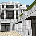 Classical Building Exterior With Stone Facade Large Windows And Green Roof Design