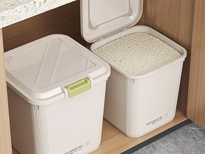 Airtight Kitchen Storage Containers For Rice With Sealed Lids And White Design 3d model