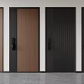 Modern Security Doors With Different Wooden Textures And Black Handles Design 3d model