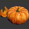 Decorative Orange Striped Pumpkin With Split Section For Home Decoration 3d model