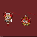 Traditional Chinese Festive Lanterns With Rabbit And Lion Shaped Decorative Designs