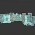 Ancient Ruin Entrance Scene With Stone Walls Statue Vines Torches And Gold Coins