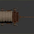 Vintage Covered Wagon With Canvas Canopy Wooden Wheels And Metal Lanterns