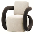 Stylish Modern Single Sofa With Beige Upholstery And Curved Black Arms Design