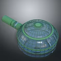 Architectural Dome Building Structure With Green Grid Frame And Transparent Panels 3d model
