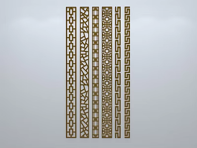 Chinese-style window grilles silhouette pane window sill border openwork window 3d model
