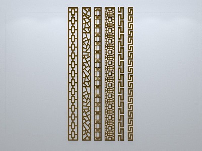 Chinese-style window grilles silhouette pane window sill border openwork window 3d model