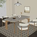 Middle Ancient Style Dining Table and Chair Cream Style Dining Table and Chair French Dining Table and Chair Dining Table and Chair Carpet Chandelier 3d model