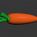 Orange Carrot Model With Green Leaves On Black Background With Reflection